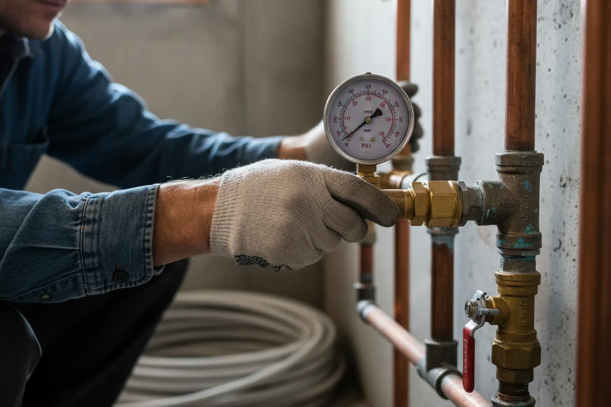 Pressure testing a repaired line during Water Line Repair in Mentone